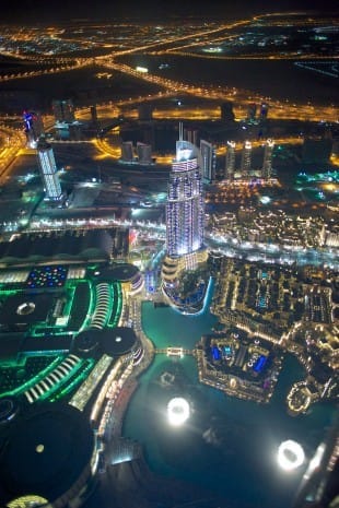 Looking down at Dubai from the Burj Kalifa